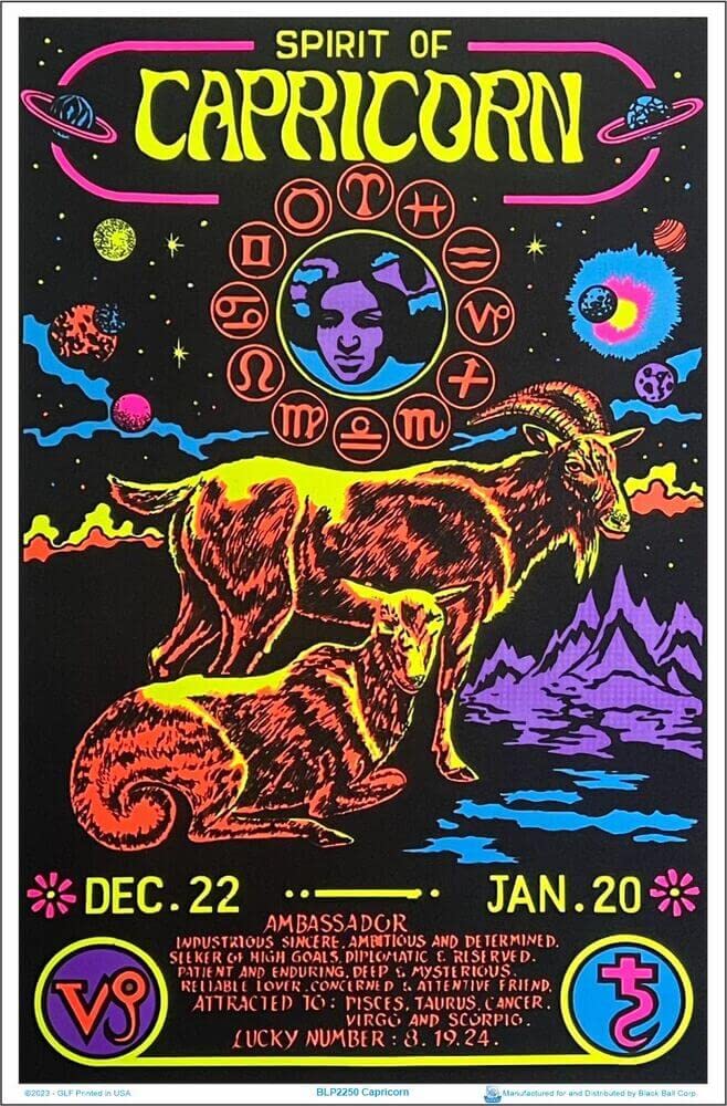 Amazon.com: Capricorn Zodiac Sign - Flocked - Blacklight Poster